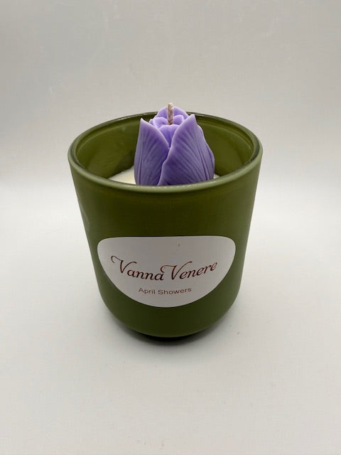 Flower 10 oz Sage Container - April Showers