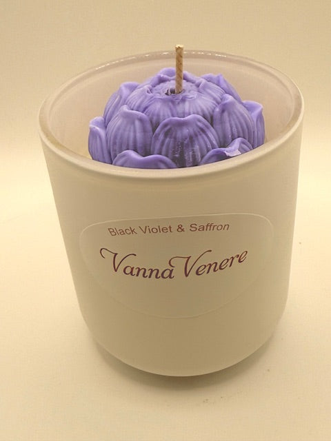 Black Violet & Saffron 10 oz White Container Candle