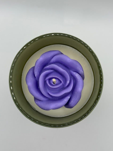 French Vanilla Flower 16 oz Sage Container Candle