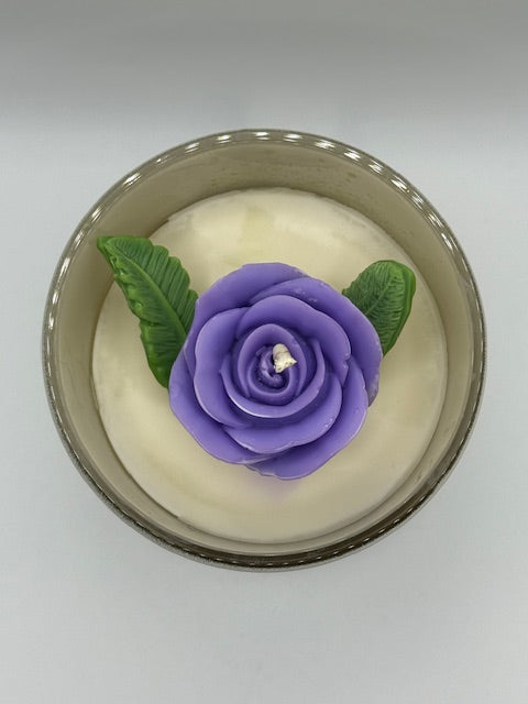 French Vanilla Flower 16 oz Cream Container Candle
