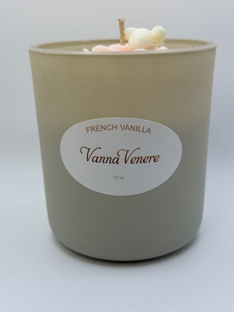 French Vanilla Flower 16 oz Cream Container Candle