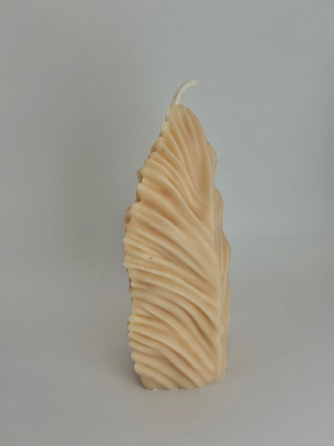 Sea Leaf or Soft Palm Pillar Candle - Terracotta Peach - Beach Linen