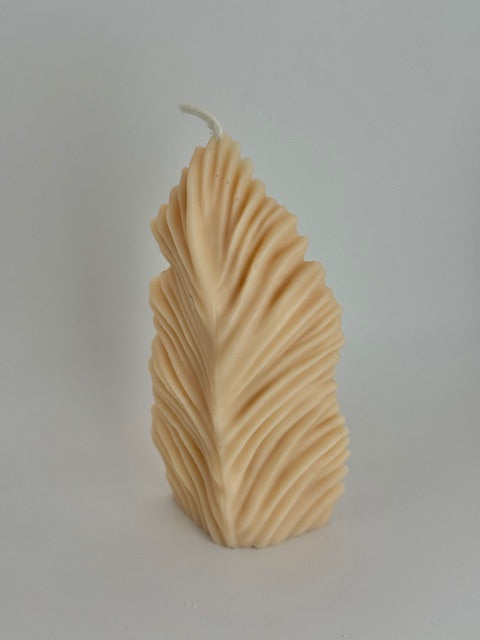 Sea Leaf or Soft Palm Pillar Candle - Terracotta Peach - Beach Linen