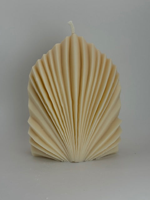 Shell Crest Pillar Candle - Beach Linen